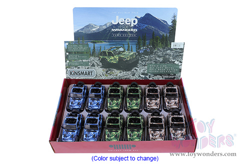 5420DA Kinsmart 2018 Jeep Wrangler Rubicon Camo Open Top Diecast Model Car Display Box Package