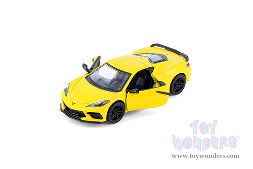5432D Kinsmart Yellow 2021 Chevrolet Corvette Stingray C8 Hardtop Diecast Model Car