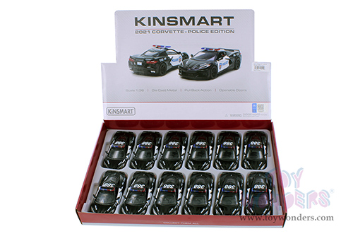 5432DP Kinsmart 2021 Chevrolet Corvette Stingray C8 Police Edition Diecast Model Car Display Box Package