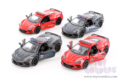 5432DPR Kinsmart 2021 Chevrolet Corvette Stingray C8 Police Firefighter Diecast Model Car