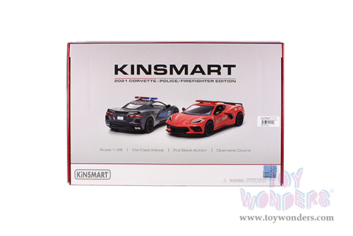 5432DPR Kinsmart 2021 Chevrolet Corvette Stingray C8 Police Firefighter Diecast Model Car