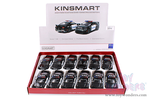 Kinsmart - Ford Mustang Dark Horse Police Edition (2024, 1/38 scale diecast model car, Black/White) 5455DP