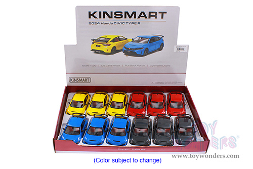 Kinsmart - Honda Civic Type R (2024, 1/36 scale diecast model car, Asstd.) 5472D