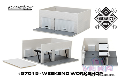 Greenlight Diorama - Mechanic's Corner | Weekend Workshop Create Your Own (1/64 scale diecast/plastic model, White) 57015