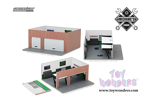 Greenlight Diorama - Mechanic's Corner Series 2 | Weekend Workshop Man Cave (1/64 scale diecast/plastic model, Red/Light Gray) 57023