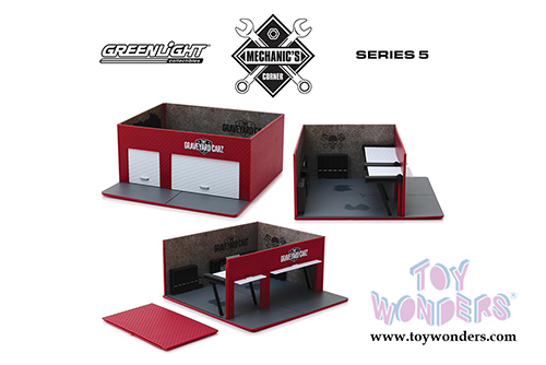 Greenlight Diorama - Mechanic's Corner Series 5 | Weekend Workshop Graveyard Carz (1/64 scale diecast/plastic model, Red) 57051