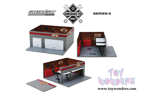 Greenlight Diorama - Mechanic's Corner Series 6 | Weekend Workshop Busted Knuckle Garage (1/64 scale diecast/plastic model, Gray) 57061