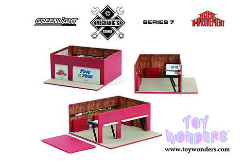Greenlight Diorama - Mechanic's Corner Series 7 | Weekend Workshop Home Improvement (1/64 scale diecast/plastic model, Red) 57071