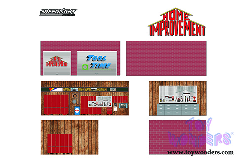 Greenlight Diorama - Mechanic's Corner Series 7 | Weekend Workshop Home Improvement (1/64 scale diecast/plastic model, Red) 57071