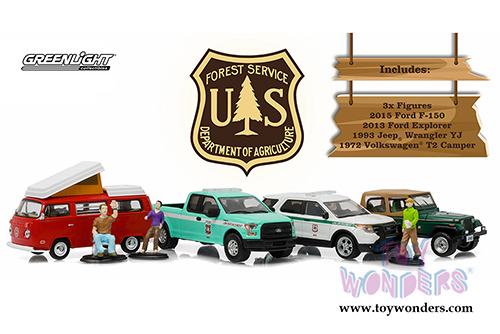 Greenlight - Motor World Diorama Campsite Cruisers United States Forest Service 7 pcs Set (1/64 scale diecast model car, Asstd.) 58031