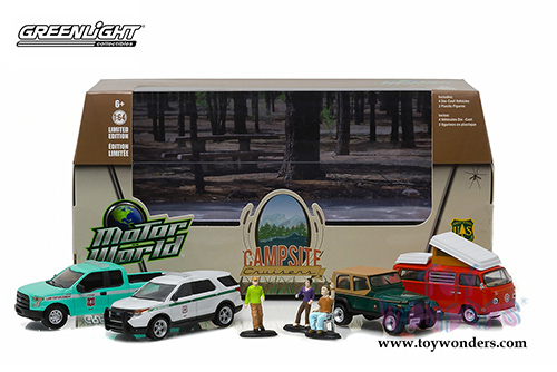 Greenlight - Motor World Diorama Campsite Cruisers United States Forest Service 7 pcs Set (1/64 scale diecast model car, Asstd.) 58031