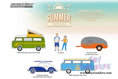 Greenlight - Motor World Diorama Volkswagen Summer Festival 6 pcs Set (1/64 scale diecast model car, Asstd.) 58032