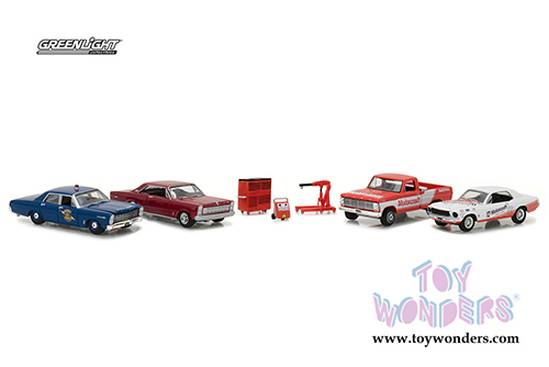 Greenlight Diorama - Ford Motorcraft Garage 7 pcs Set (1/64 scale diecast model car, Asstd.) 58040