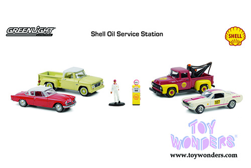 Greenlight Dioramas - Shell Oil Service Center (1/64 scale diecast/plastic model, Asstd.) 58055