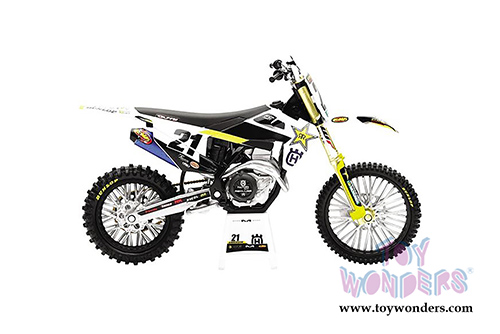 New Ray - Rockstar Husqvarna Team 2020 Factory FC 450 Jason Anderson #21 Dirt Bike (1/12 scale diecast model bike, White) 58233