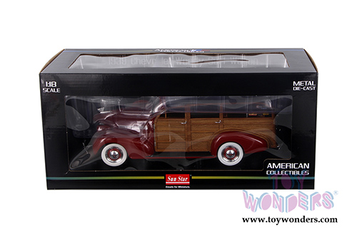 Sun Star USA - Chevrolet&reg; Woody Surf Wagon (1939, 1/18 scale diecast model car, Permanent Red) 6176