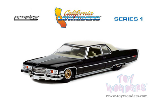 Greenlight - California Lowriders Series 1 | Cadillac&reg; Coupe deVille (1973, 1/64 scale diecast model car, Black/Cream) 63010E/48