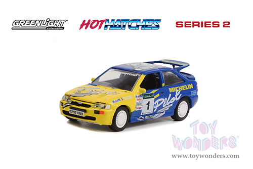 Greenlight - Hot Hatches Series 2 | Ford Escort RS Cosworth - Michelin Pilot #1 (1994, 1/64 scale diecast model car, Blue/Yellow) 63020E/48
