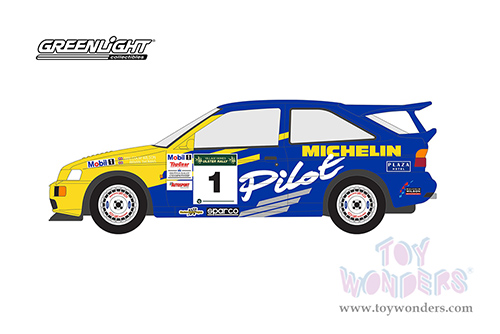 Greenlight - Hot Hatches Series 2 | Ford Escort RS Cosworth - Michelin Pilot #1 (1994, 1/64 scale diecast model car, Blue/Yellow) 63020E/48