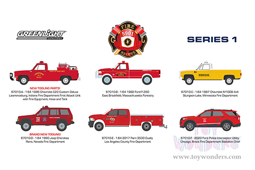 Greenlight - Fire & Rescue Series 1 (1/64 scale diecast model car, Asstd.) 67010/48