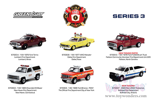 Greenlight - Fire & Rescue Series 3 (1/64 scale diecast model car, Asstd.) 67030/48