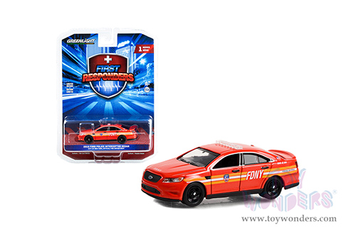Greenlight - First Responders Series 1 | Ford Police Interceptor Sedan FDNY (The Official Fire Department City of New York) (2016, 1/64 scale diecast model car, Red) 67040C/48