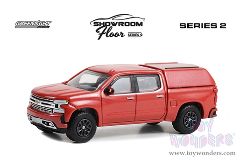 Greenlight - Showroom Floor Series 2 | Chevrolet&reg; Silverado LTD High Country with Camper Shell (2022, 1/64 scale diecast model car, Cherry Red Metallic) 68020C/48