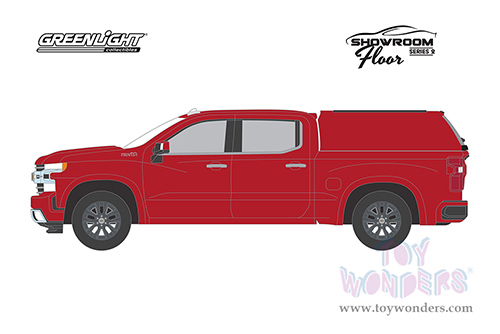 Greenlight - Showroom Floor Series 2 | Chevrolet&reg; Silverado LTD High Country with Camper Shell (2022, 1/64 scale diecast model car, Cherry Red Metallic) 68020C/48