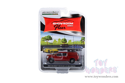 Greenlight - Showroom Floor Series 2 | Chevrolet&reg; Silverado LTD High Country with Camper Shell (2022, 1/64 scale diecast model car, Cherry Red Metallic) 68020C/48
