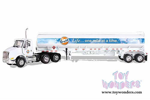 First Gear - Gulf Oil International&reg; 8600 with 42' Fuel Tank Trailer (1/64 scale diecast model car, White) 69-0290