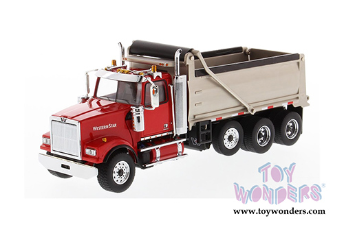 Diecast Masters - Western Star 4900 SFFA Dump Truck (1/50 scale diecast model car, Red/Matte Silver) 71067