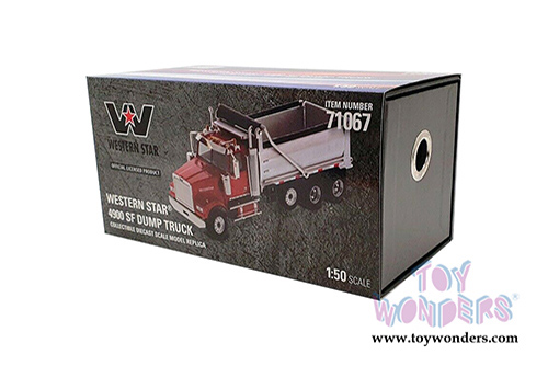 Diecast Masters - Western Star 4900 SFFA Dump Truck (1/50 scale diecast model car, Red/Matte Silver) 71067