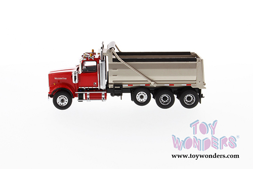 Diecast Masters - Western Star 4900 SFFA Dump Truck (1/50 scale diecast model car, Red/Matte Silver) 71067