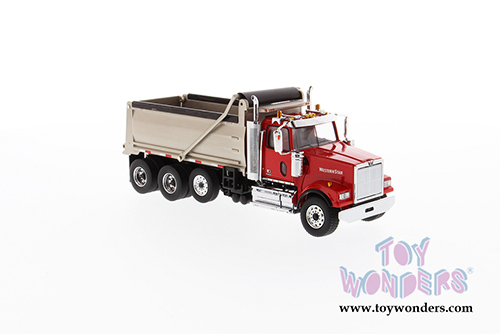 Diecast Masters - Western Star 4900 SFFA Dump Truck (1/50 scale diecast model car, Red/Matte Silver) 71067