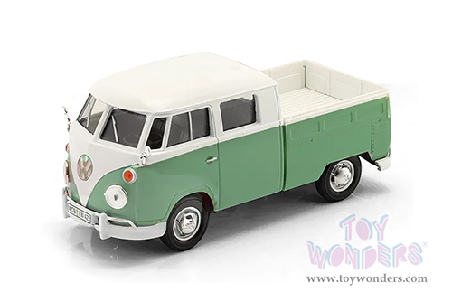 Showcasts® Collectibles - Volkswagen Type 2 (T1) Double Cab Pickup (1/24 scale diecast model car, Green/White) 71343GN MAP: $22.99