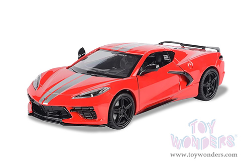 Showcasts®  Collectibles - Chevrolet® Corvette® C8 Stingray Hardtop (2020, 1/24 scale diecast model car, Torch Red/Silver stripes) 71360R MAP: $22.99