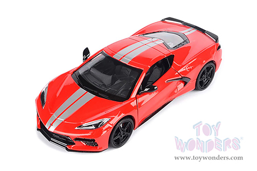 Showcasts®  Collectibles - Chevrolet® Corvette® C8 Stingray Hardtop (2020, 1/24 scale diecast model car, Torch Red/Silver stripes) 71360R MAP: $22.99