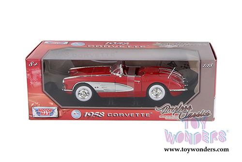 Motormax Timeless Classics -  Chevy Corvette Convertible (1958, 1/18 scale diecast model car, Red) 73109TC/R