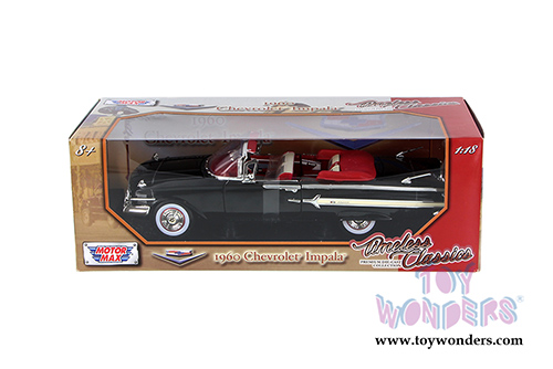 Motormax Timeless Classics - Chevy Impala Convertible (1960, 1/18 scale diecast model car, Black) 73110TC/BK