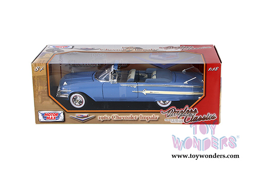 Motormax Timeless Classics - Chevy Impala Convertible (1960, 1/18 scale diecast model car, Blue) 73110TC/BU