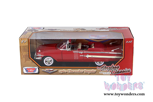 Motormax Timeless Classics - Chevy Impala Convertible (1960, 1/18 scale diecast model car, Red) 73110TC/R