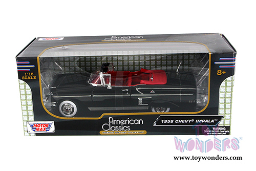 Motormax - Chevy Impala Convertible (1958, 1/18 scale diecast model car, Black) 73112AC/BK