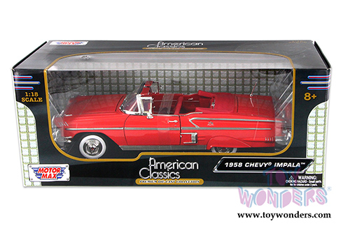Motormax - Chevy Impala Convertible (1958, 1/18 scale diecast model car, Red) 73112AC/R