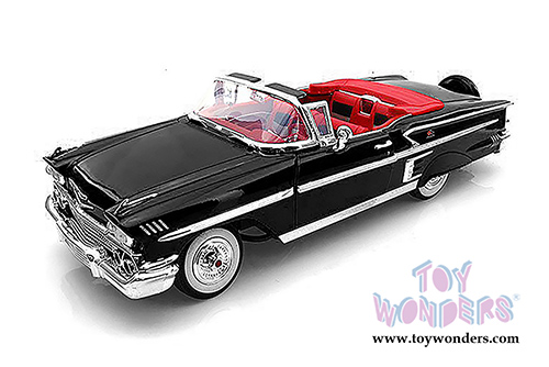 Motormax Timeless Classics - Chevy Impala Convertible (1958, 1/18 scale diecast model car, Black) 73112TC/BK