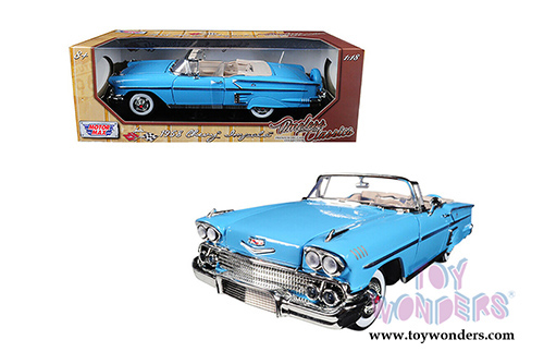 Motormax Timeless Classics - Chevy&reg; Impala&trade; Convertible (1958, 1/18 scale diecast model car, Blue) 73112TC/BU