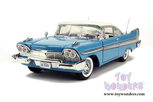 Motormax Timeless Legends - Plymouth Fury Hard Top (1958, 1/18 scale diecast model car, Light Blue) 73115AC/BU
