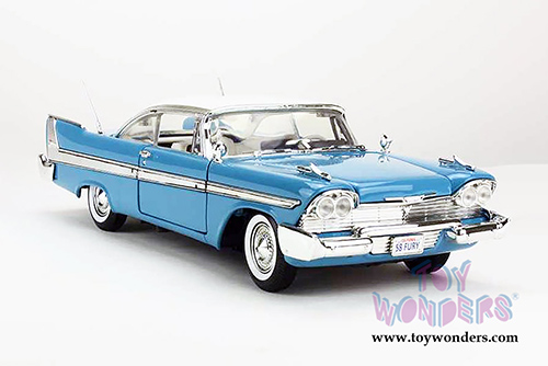 Motormax Timeless Legends - Plymouth Fury Hard Top (1958, 1/18 scale diecast model car, Light Blue) 73115AC/BU