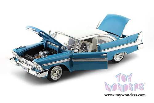 Motormax Timeless Legends - Plymouth Fury Hard Top (1958, 1/18 scale diecast model car, Light Blue) 73115AC/BU