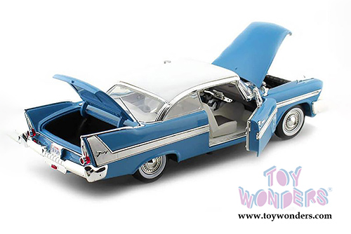 Motormax Timeless Legends - Plymouth Fury Hard Top (1958, 1/18 scale diecast model car, Light Blue) 73115AC/BU