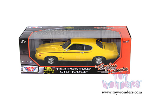 Motormax Timeless Classics - Pontiac GTO Judge Hard Top (1969, 1/18 scale diecast model car, Yellow) 73133TC/YL
